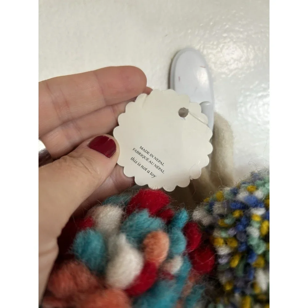 Anthropologie Merry Making Pom Xmas Wreath - Made In Nepal Colorful Whimsical